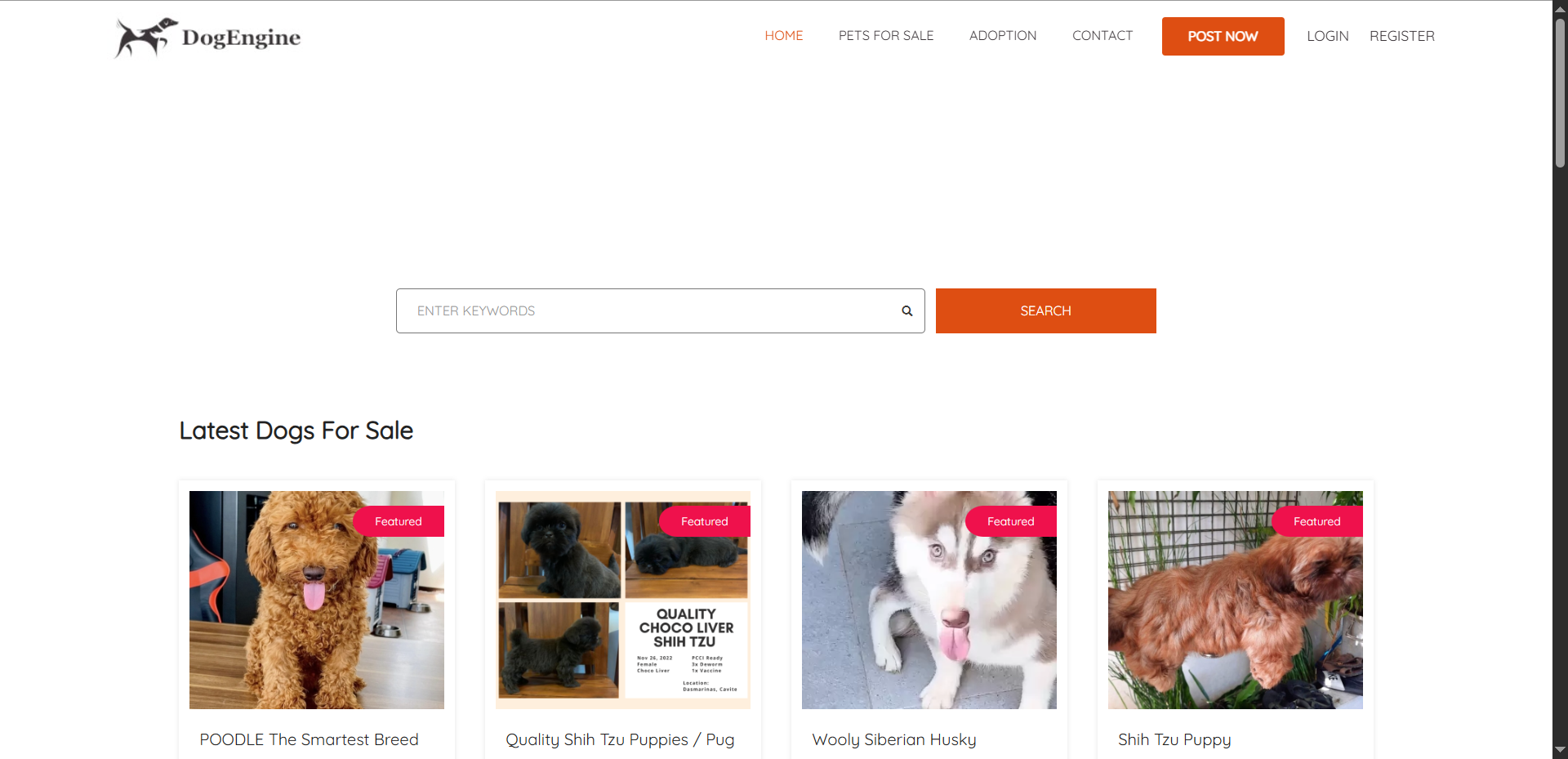 Dog Engine website in 2023